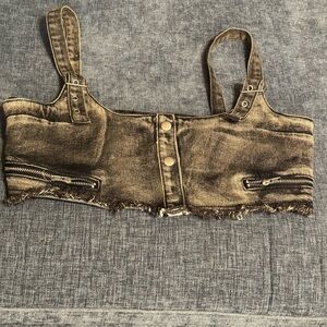 Fashion Nova Distressed Denim Crop Top